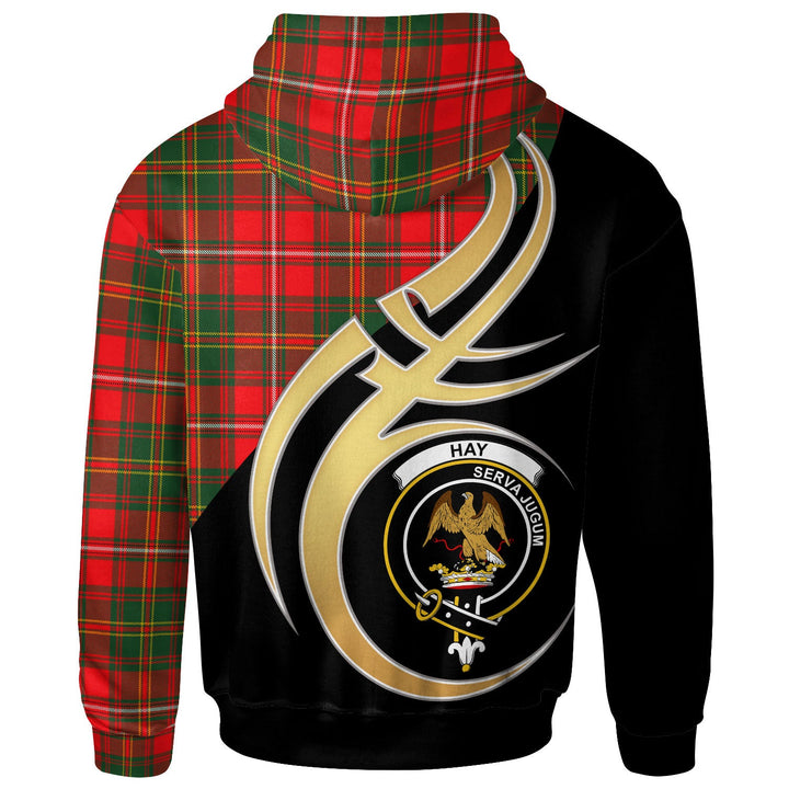 Scottish Hay Clan Crest Tartan Hoodie - Believe In Me Back Side Tartan Plaid