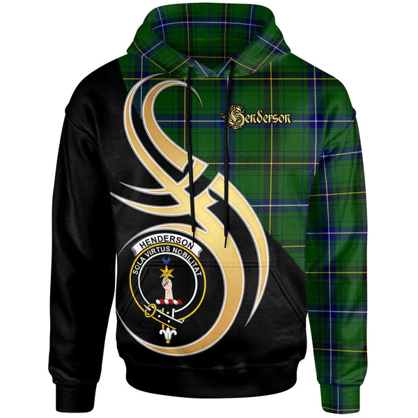 Scottish Henderson Clan Crest Tartan Hoodie - Believe In Me Front Side Tartan Plaid