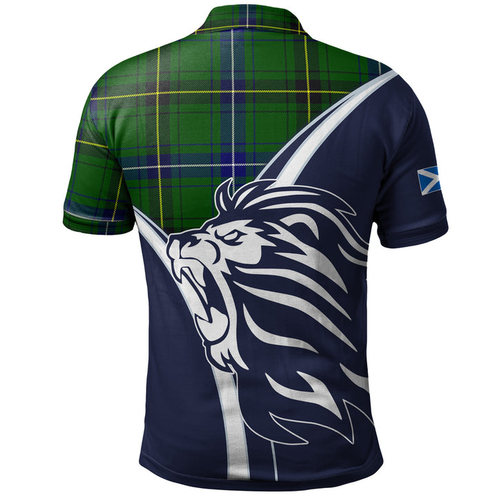 Scottish Henderson Clan Crest Tartan Polo Shirt - Scottish Flag With Lion Back Side Tartan Plaid