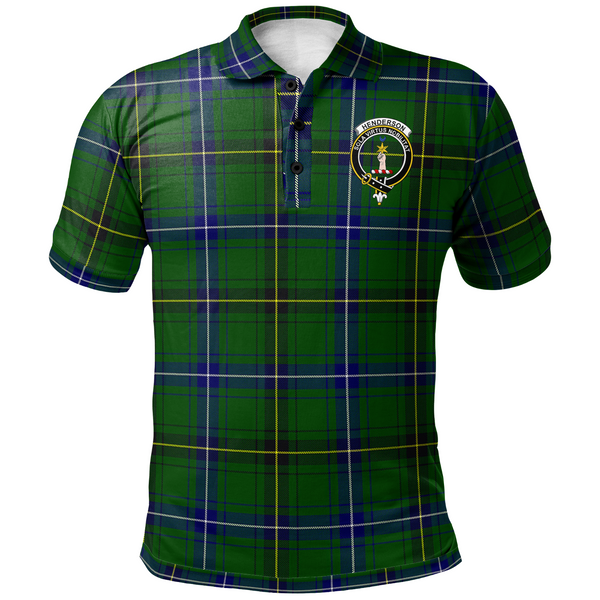 Scottish Henderson Clan Crest Tartan Polo Shirt Front Side Tartan Plaid