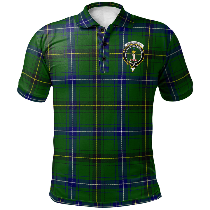 Scottish Henderson Clan Crest Tartan Polo Shirt Front Side Tartan Plaid