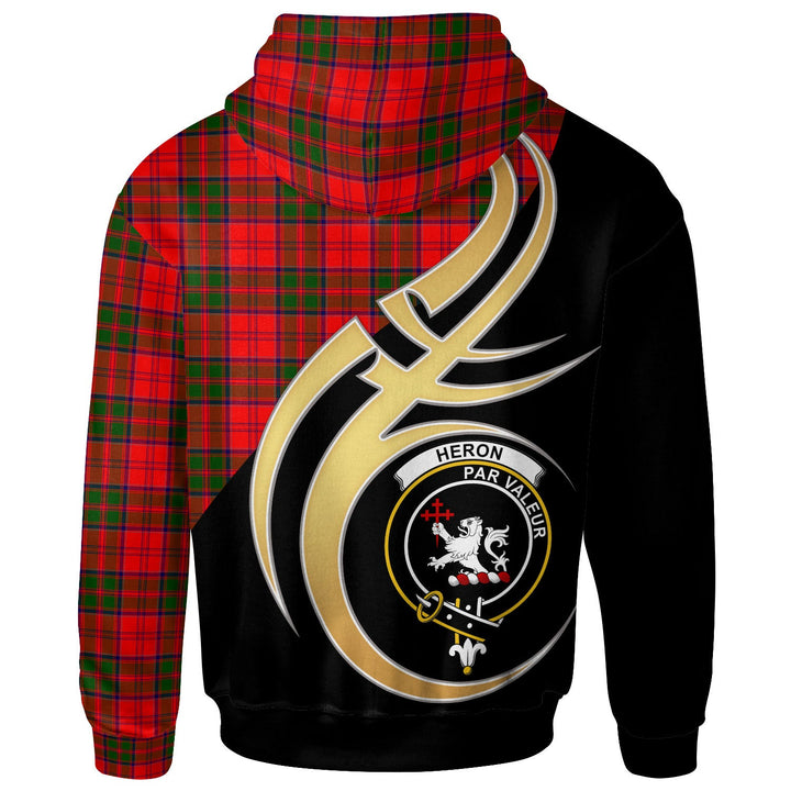 Scottish Heron Clan Crest Tartan Hoodie - Believe In Me Back Side Tartan Plaid