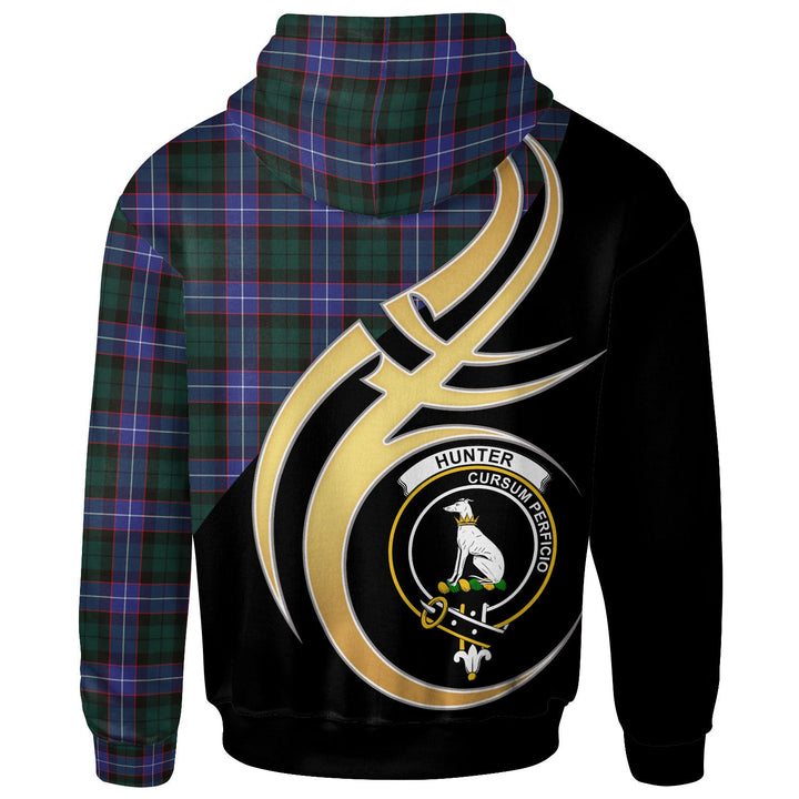 Scottish Hunter Clan Crest Tartan Hoodie - Believe In Me Back Side Tartan Plaid