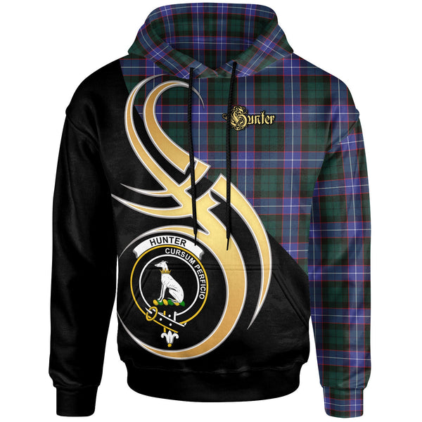 Scottish Hunter Clan Crest Tartan Hoodie - Believe In Me Front Side Tartan Plaid
