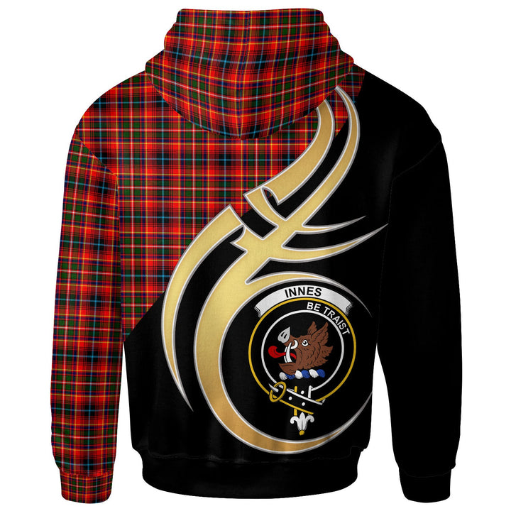 Scottish Innes Clan Crest Tartan Hoodie - Believe In Me Back Side Tartan Plaid
