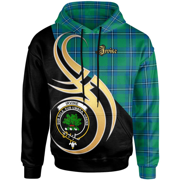 Scottish Irvine Clan Crest Tartan Hoodie - Believe In Me Front Side Tartan Plaid