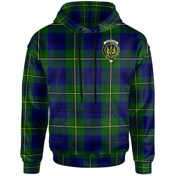 Scottish Johnston Clan Crest Tartan Hoodie Front Side Tartan Plaid