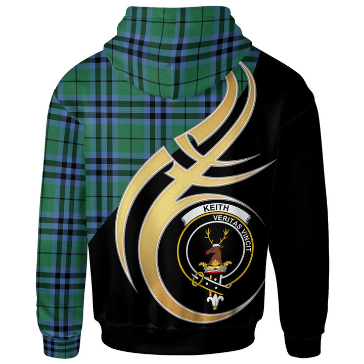 Scottish Keith Clan Crest Tartan Hoodie - Believe In Me Back Side Tartan Plaid