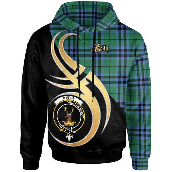 Scottish Keith Clan Crest Tartan Hoodie - Believe In Me Front Side Tartan Plaid