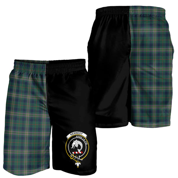 Scottish Kennedy Clan Crest Tartan Men Shorts Half of Me Tartan Plaid 1