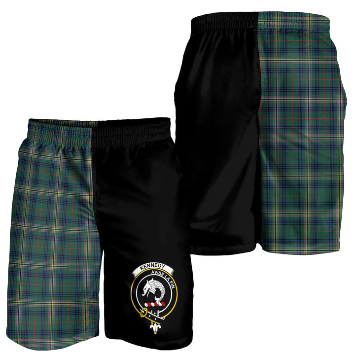 Scottish Kennedy Clan Crest Tartan Men Shorts Half of Me Tartan Plaid 1