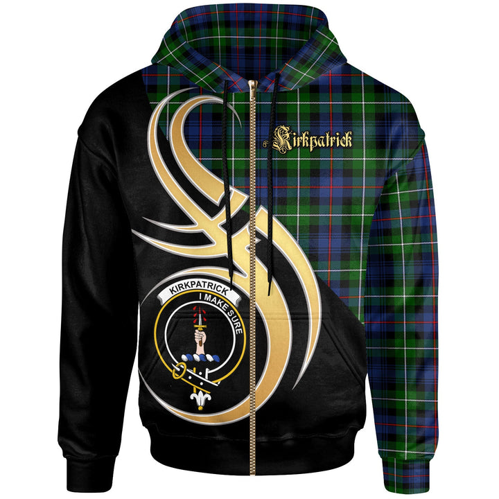 Scottish Kirkpatrick Clan Crest Tartan Hoodie - Believe In Me Zip-up Tartan Plaid