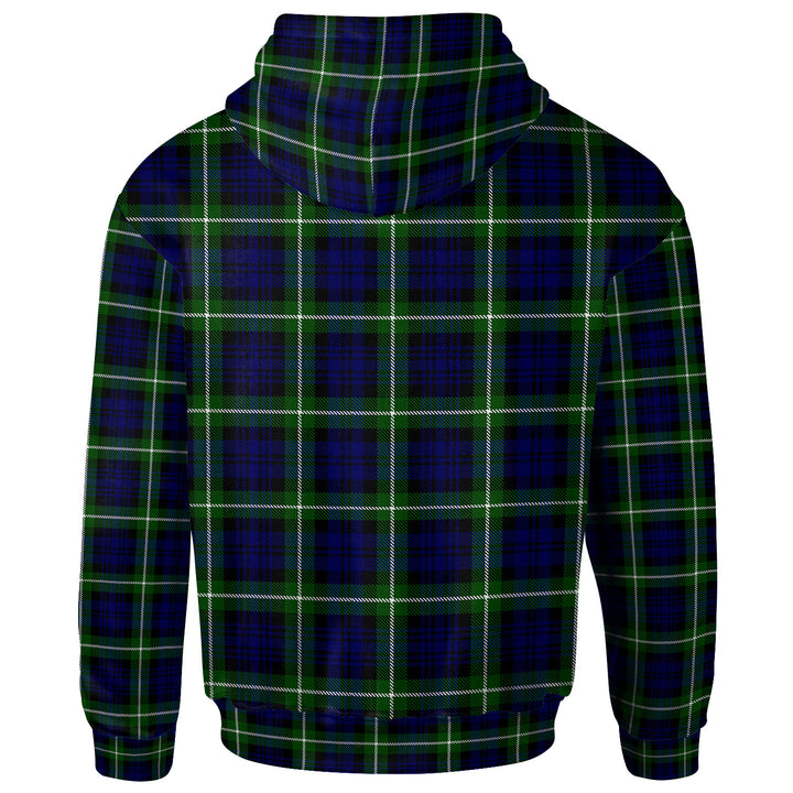 Scottish Lamont Clan Crest Tartan Hoodie Back Side Tartan Plaid