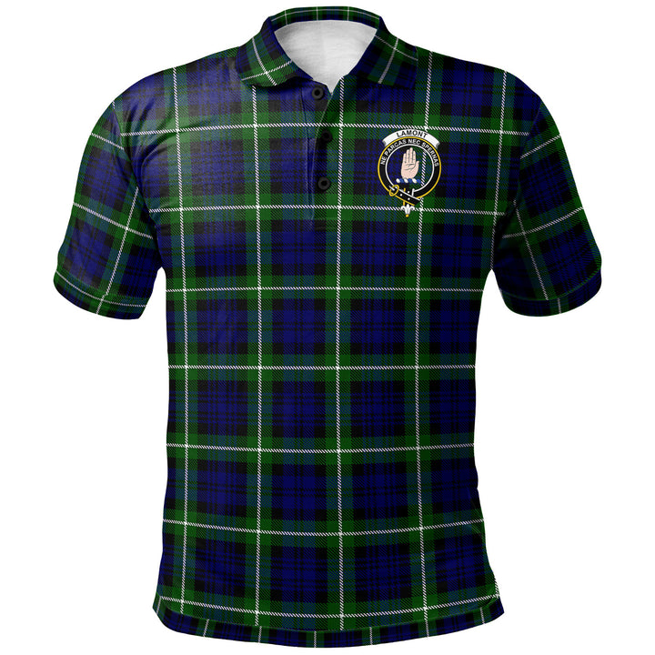 Scottish Lamont Clan Crest Tartan Polo Shirt Front Side Tartan Plaid