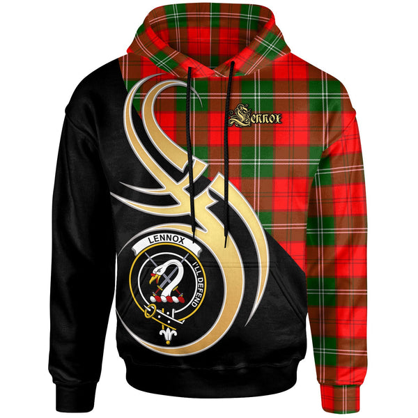 Scottish Lennox Clan Crest Tartan Hoodie - Believe In Me Front Side Tartan Plaid