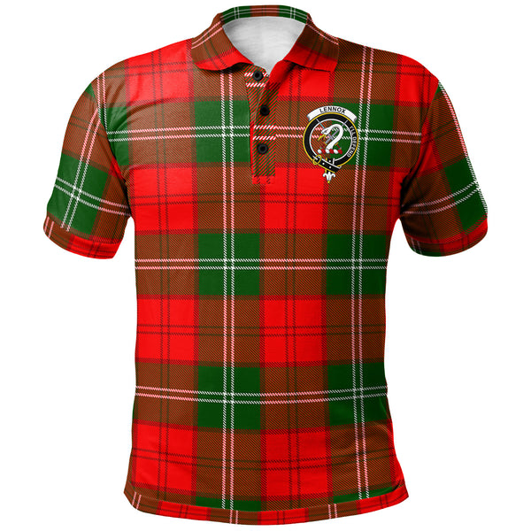 Scottish Lennox Clan Crest Tartan Polo Shirt Front Side Tartan Plaid