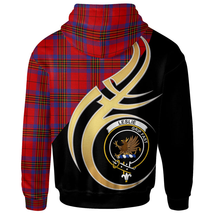 Scottish Leslie Clan Crest Tartan Hoodie - Believe In Me Back Side Tartan Plaid