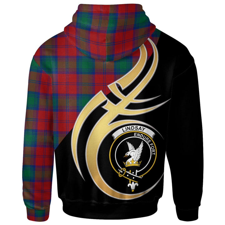 Scottish Lindsay Clan Crest Tartan Hoodie - Believe In Me Back Side Tartan Plaid