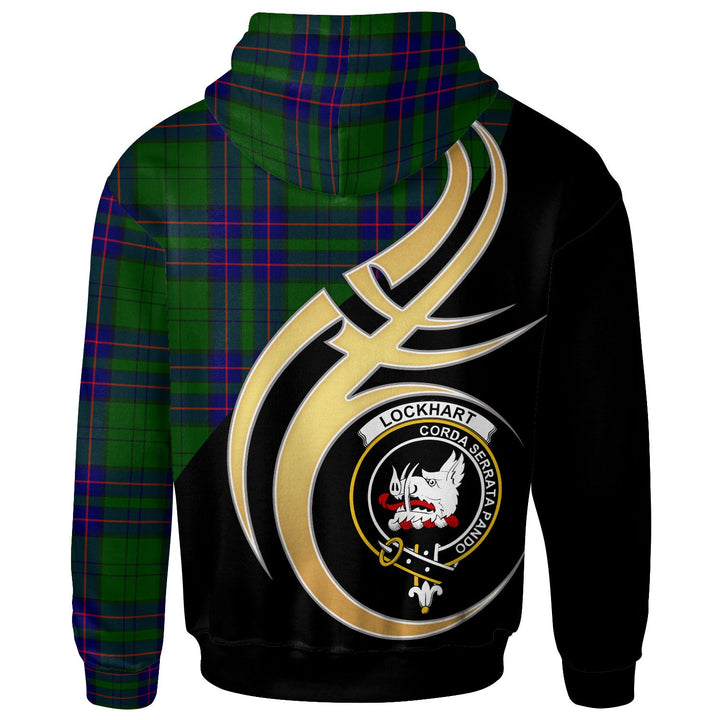 Scottish Lockhart Clan Crest Tartan Hoodie - Believe In Me Back Side Tartan Plaid