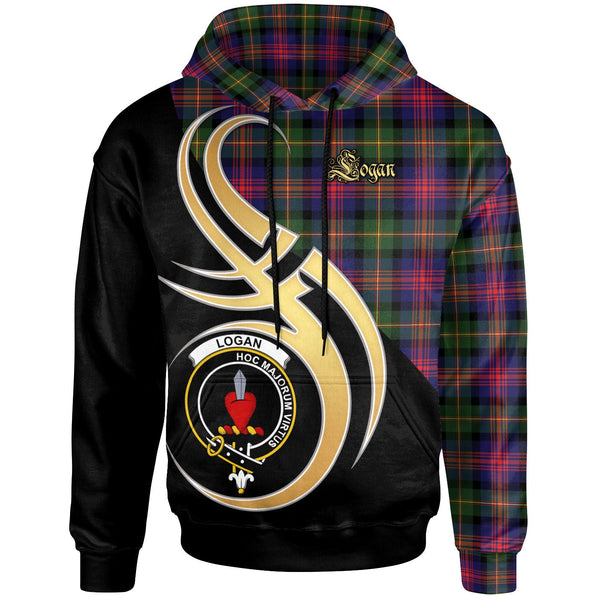 Scottish Logan Clan Crest Tartan Hoodie - Believe In Me Front Side Tartan Plaid