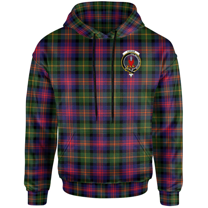Scottish Logan Clan Crest Tartan Hoodie Front Side Tartan Plaid