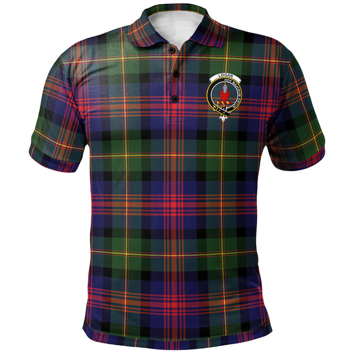 Scottish Logan Clan Crest Tartan Polo Shirt Front Side Tartan Plaid
