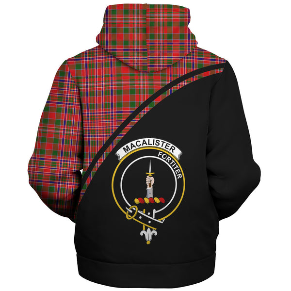 Scottish MacAlister Clan Crest Tartan Curve Sherpa Hoodie Front Side Tartan Plaid