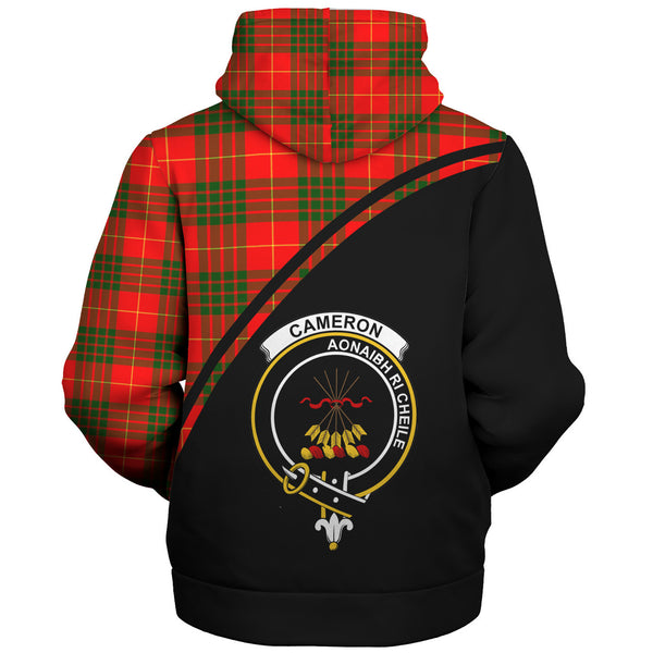 Scottish Cameron Clan Crest Tartan Curve Sherpa Hoodie Front Side Tartan Plaid
