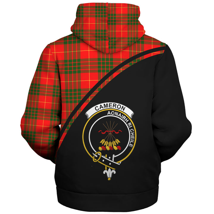 Scottish Cameron Clan Crest Tartan Curve Sherpa Hoodie Front Side Tartan Plaid