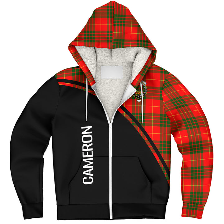 Scottish Cameron Clan Crest Tartan Curve Sherpa Hoodie Tartan Plaid