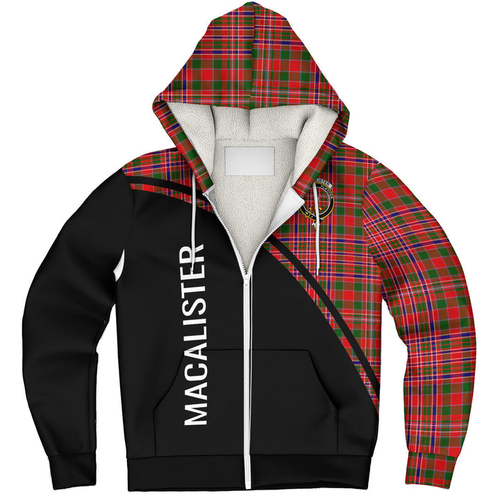 Scottish MacAlister Clan Crest Tartan Curve Sherpa Hoodie Tartan Plaid