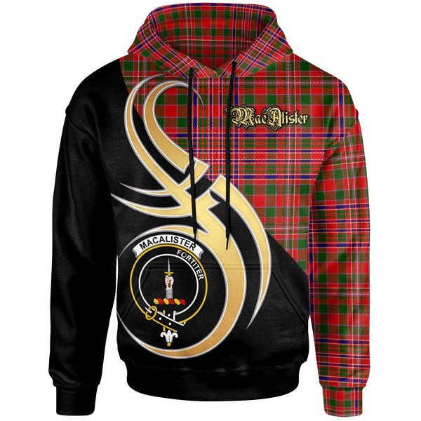 Scottish MacAlister Clan Crest Tartan Hoodie - Believe In Me Front Side Tartan Plaid