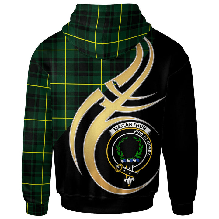 Scottish MacArthur Clan Crest Tartan Hoodie - Believe In Me Back Side Tartan Plaid
