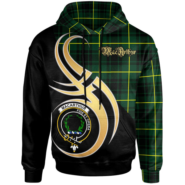 Scottish MacArthur Clan Crest Tartan Hoodie - Believe In Me Front Side Tartan Plaid