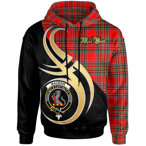 Scottish MacBain Clan Crest Tartan Hoodie - Believe In Me Front Side Tartan Plaid