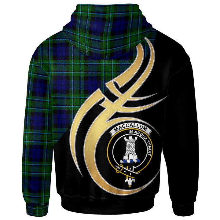 Scottish MacCallum Clan Crest Tartan Hoodie - Believe In Me Back Side Tartan Plaid