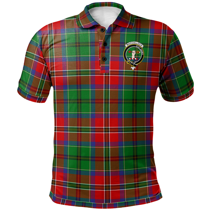 Scottish MacCulloch (McCulloch) Clan Crest Tartan Polo Shirt Front Side Tartan Plaid