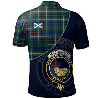 Scottish MacDonald of the Isles Hunting Modern Clan Crest Tartan Polo Shirt - Bend Style Back Side Tartan Plaid