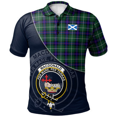 Scottish MacDonald of the Isles Hunting Modern Clan Crest Tartan Polo Shirt - Bend Style Front Side Tartan Plaid