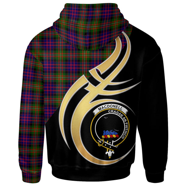 Scottish MacDonell of Glengarry Clan Crest Tartan Hoodie - Believe In Me Back Side Tartan Plaid