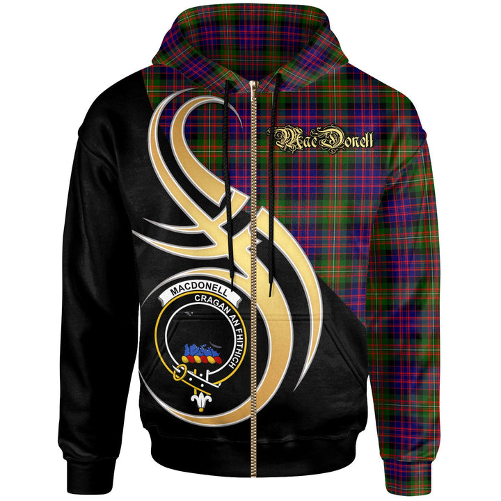 Scottish MacDonell of Glengarry Clan Crest Tartan Hoodie - Believe In Me Zip-up Tartan Plaid