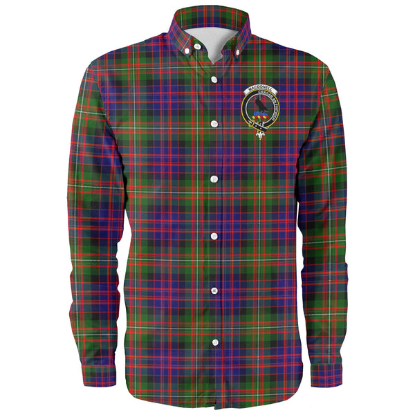 Scottish MacDonell of Glengarry Clan Crest Tartan Long Sleeve Shirt Front Side Tartan Plaid