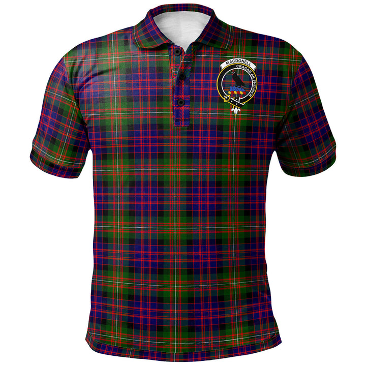 Scottish MacDonell of Glengarry Clan Crest Tartan Polo Shirt Front Side Tartan Plaid