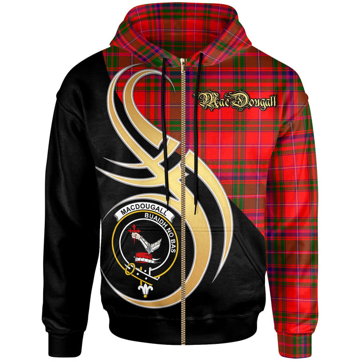 Scottish MacDougall Clan Crest Tartan Hoodie - Believe In Me Zip-up Tartan Plaid