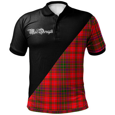 Scottish Haldane Clan Crest Tartan Polo Shirt - Military Logo Front Side Tartan Plaid
