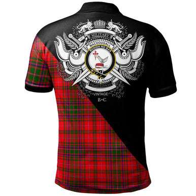 Scottish Haldane Clan Crest Tartan Polo Shirt - Military Logo Back Side Tartan Plaid