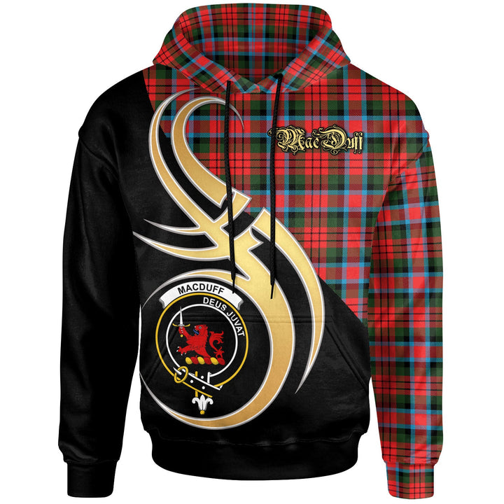 Scottish MacDuff Clan Crest Tartan Hoodie - Believe In Me Front Side Tartan Plaid