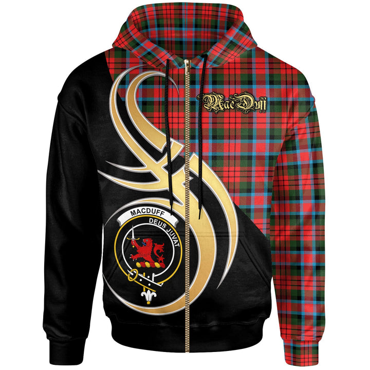 Scottish MacDuff Clan Crest Tartan Hoodie - Believe In Me Zip-up Tartan Plaid