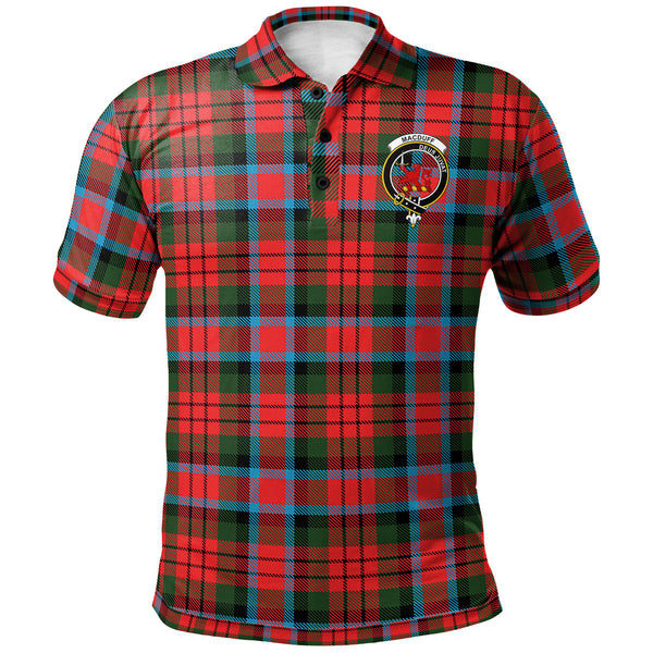 Scottish MacDuff Clan Crest Tartan Polo Shirt Front Side Tartan Plaid
