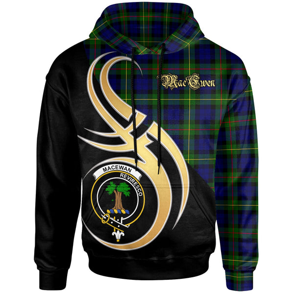 Scottish MacEwen Clan Crest Tartan Hoodie - Believe In Me Front Side Tartan Plaid